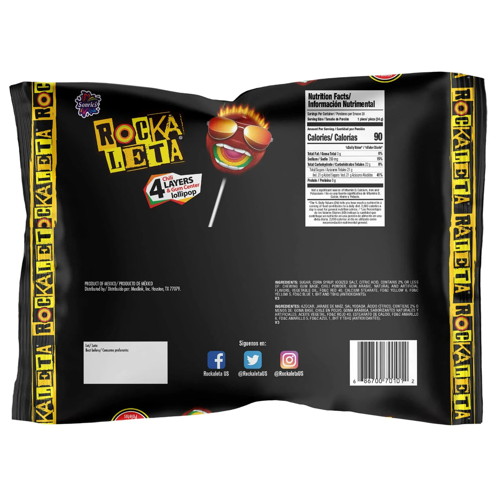 Sonrics Rockaleta Tamarindo Lollipop (20 Count)